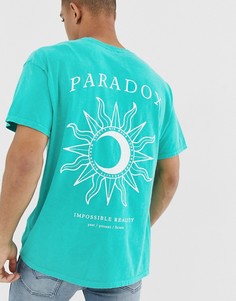 Сине-зеленая футболка с принтом New Look paradox - Зеленый