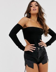 Черное боди с открытыми плечами ASOS DESIGN - Черный