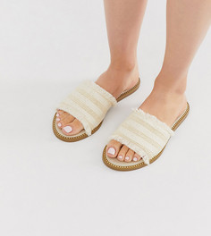Шлепанцы для широкой стопы в полоску кремового цвета Simply Be - Мульти