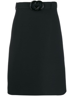 Gucci юбка-карандаш с логотипом GG на поясе