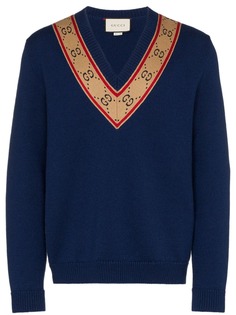 Gucci свитер с V-образным вырезом и логотипом GG
