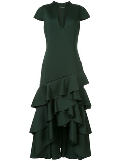 Badgley Mischka ruffled hem long dress