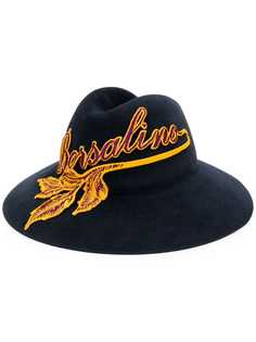 Borsalino embroidered logo fedora hat