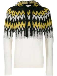 Laneus geometric pattern knitted hoodie