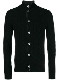 Barba cashmere ribbed mock neck cardigan