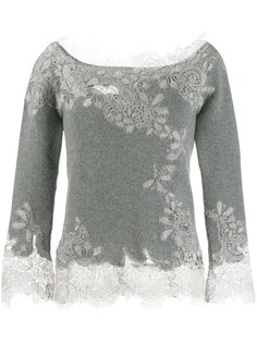 Ermanno Scervino кашемировый свитер с цветочным кружевом