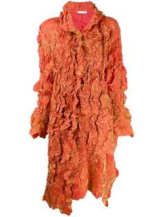 Issey Miyake Pre-Owned пальто с эффектом металлик длины миди