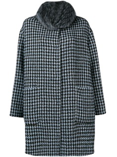 Manzoni 24 houndstooth fur collar coat