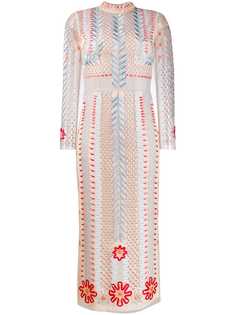 Temperley London платье с длинными рукавами и вышивкой