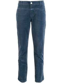 Closed slim fit corduroy trousers