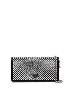 Prada Black crystal-studded leather clutch