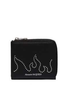 Alexander McQueen Black Flame Zipped Leather Wallet