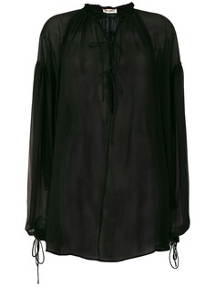 Saint Laurent полупрозрачная блузка с завязкой