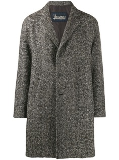 Herno marled single breasted overcoat