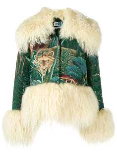 Kenzo куртка с вышивкой и меховой оторочкой