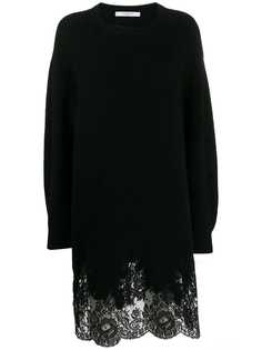 Givenchy платье-свитер с кружевным подолом