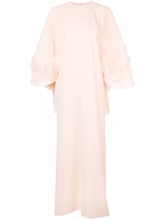 Huishan Zhang вечернее платье с отделкой перьями