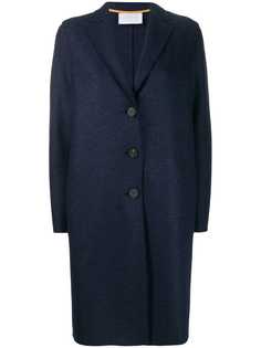 Harris Wharf London MOULINE BLUE OVERCOAT PRESSED WOOL