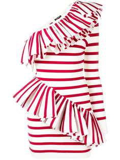 Balmain асимметричное трикотажное платье с оборками