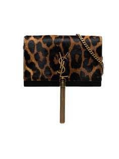 Saint Laurent леопардовая сумка на плечо Kate с кисточкой