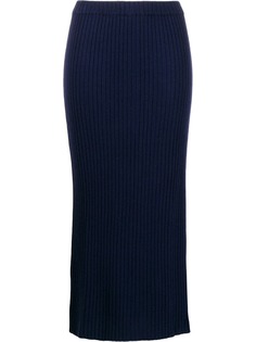 Allude ribbed knit midi skirt