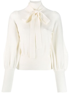 Zimmermann tie-neck knitted top