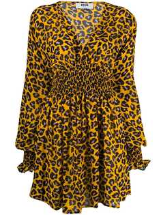 MSGM leopard print ruched dress