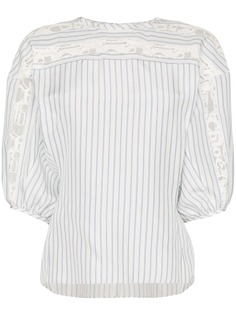 Chloé полосатая блузка с кружевом
