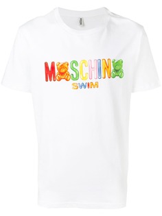 Moschino футболка с логотипом и принтом медведя