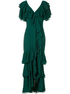 Badgley Mischka ruffled long dress