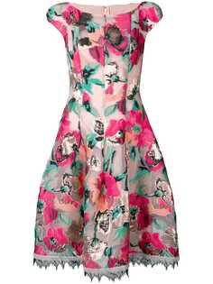 Talbot Runhof платье миди с цветочным жаккардовым узором