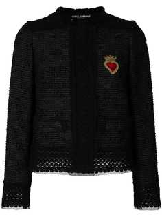 Dolce & Gabbana твидовый пиджак с аппликацией