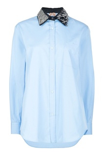 Голубая рубашка с контрастным воротником No.21
