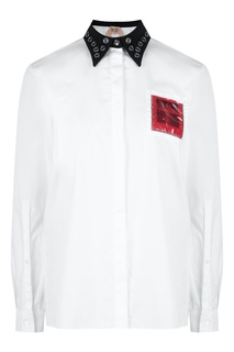Белая рубашка с контрастной отделкой No.21