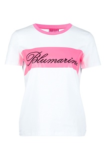 Бело-розовая футболка Blumarine