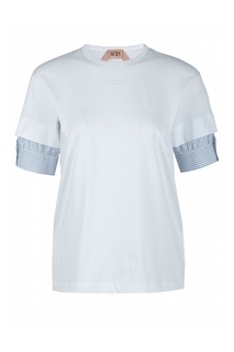 Белая футболка с декоративными рукавами No.21
