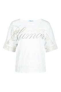 Футболка со стразами и кружевом Blumarine
