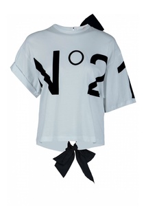 Белая футболка с асимметричной отделкой No.21
