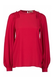 Красная блузка с оборками на плечах No.21