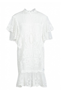 Белое платье с вышивкой и оборками Isabel Marant