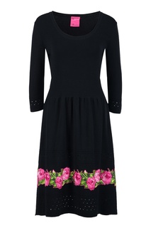 Черное платье с розами Blumarine