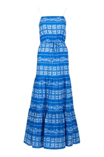 Синий приталенный сарафан Blumarine