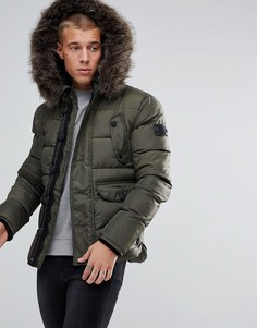 Куртка с отделкой искусственным мехом Superdry - Зеленый