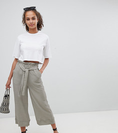 Фактурные брюки с поясом New Look - Зеленый