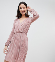 Светло-розовое плиссированное платье с запахом River Island - Розовый