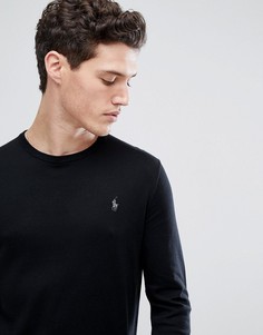 Черный узкий трикотажный джемпер из хлопка пима с логотипом Polo Ralph Lauren - Черный