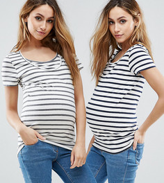Набор из 2 футболок в полоску для кормящих мам Mamalicious - Мульти Mama.Licious