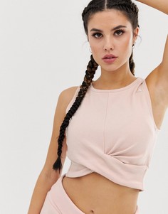 Розовая майка с узлом спереди Reebok Training - Розовый