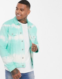 Джинсовая oversize-куртка в стиле вестерн с принтом тай-дай ASOS DESIGN - Зеленый