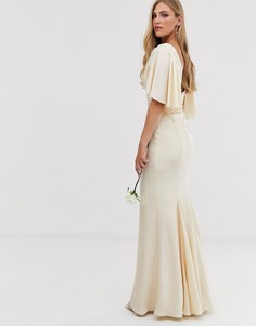 Атласное платье с V-образным вырезом сзади ASOS EDITION - Белый